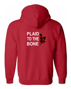 Plaid to the Bone Stacked Leaf Left Chest and Back Zip Hoodie - Unisex