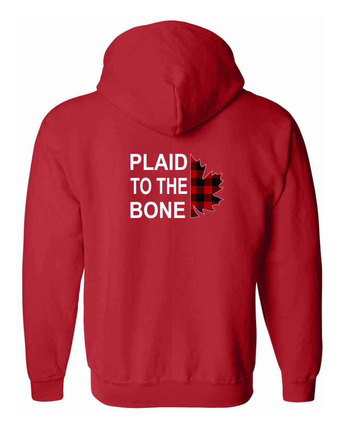 Plaid to the Bone Stacked Leaf Left Chest and Back Zip Hoodie - Unisex