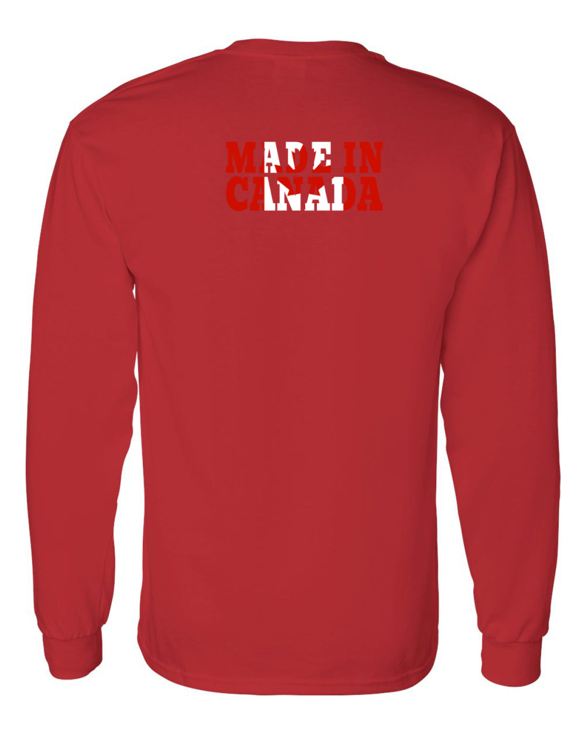 Made In Canada Flag Background Left Chest And Back  Long Sleeve Tee ) - Unisex