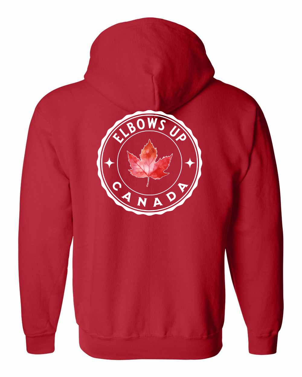 Elbows up Leaf Left Chest and Back Zip Hoodie - Gildan Canada (sewn Internationally)
