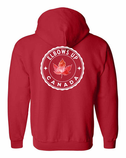 Elbows up Leaf Left Chest and Back Zip Hoodie - Gildan Canada (sewn Internationally)