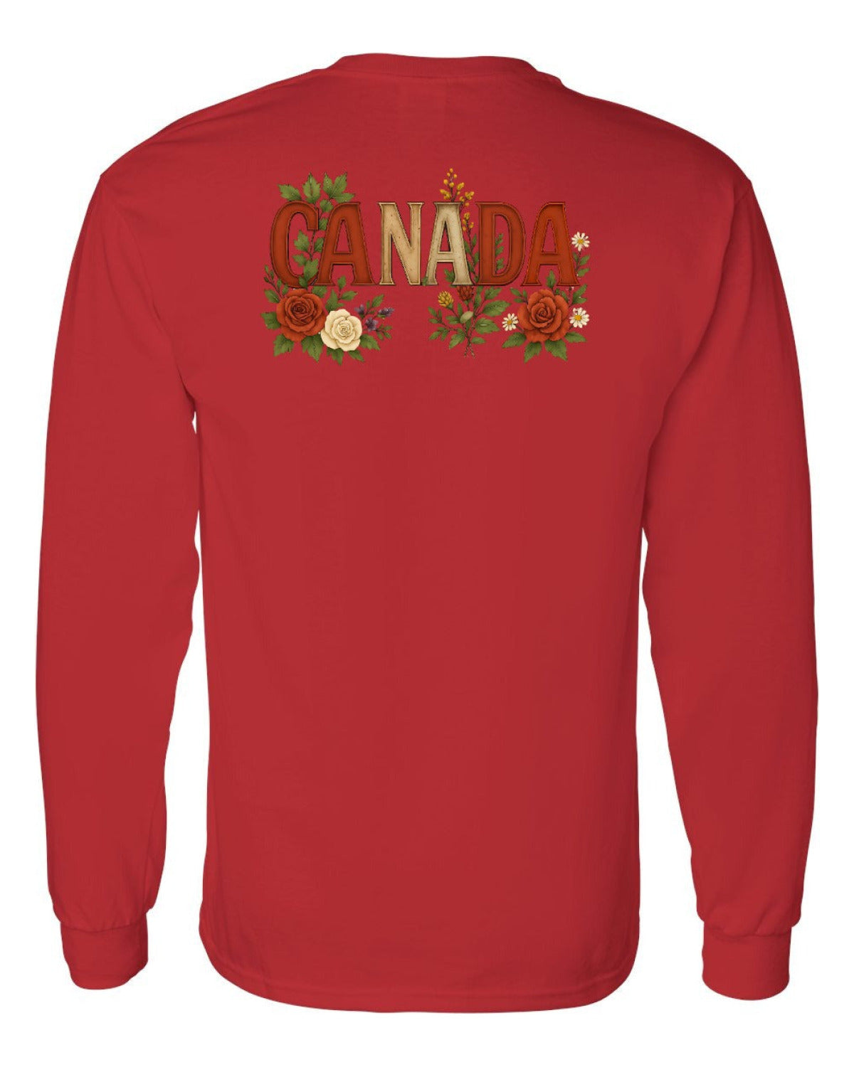 Canada Flowers Left Chest and Back Long Sleeve - Unisex
