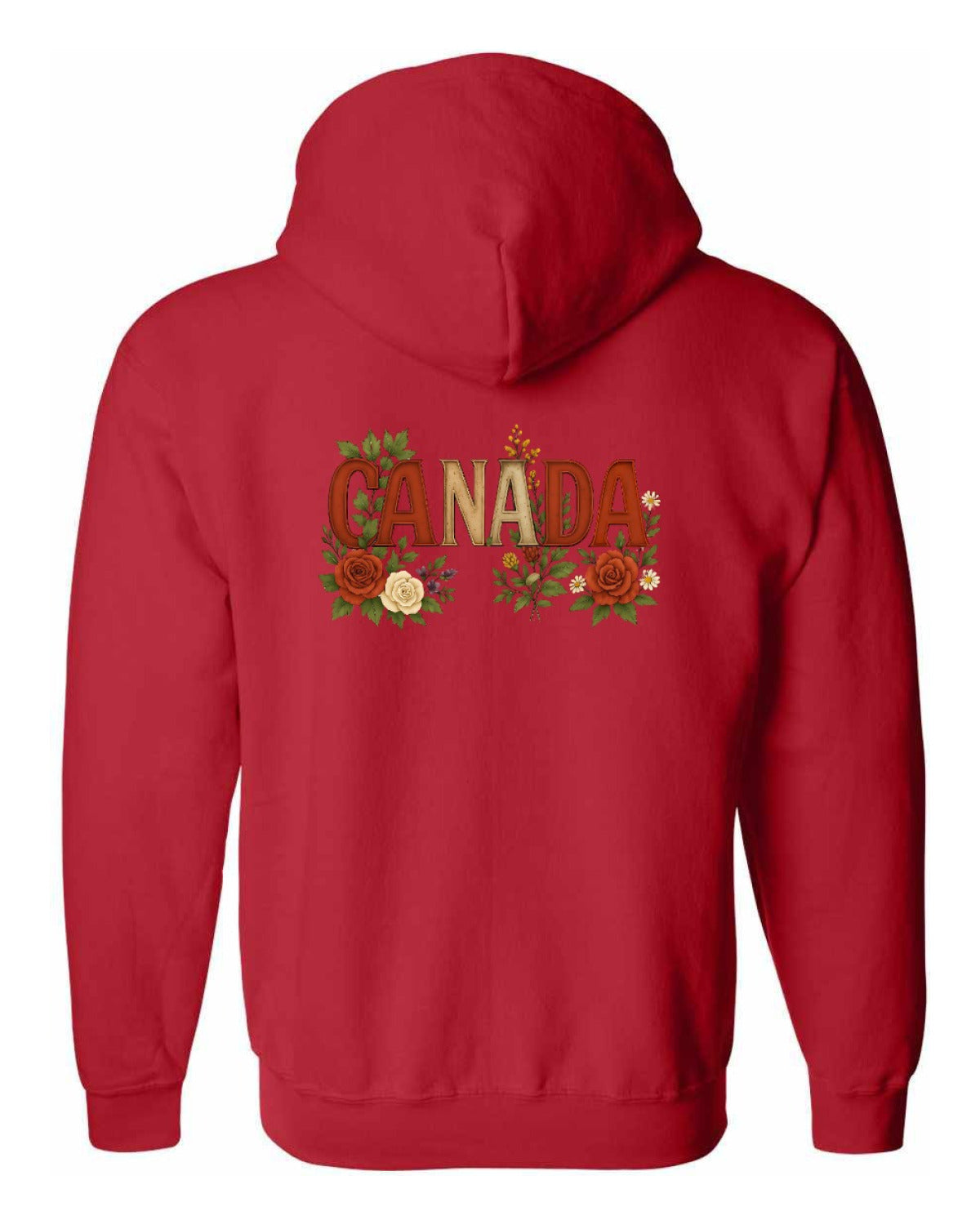 Canada Flowers Left Chest and Back Zip Hoodie - Unisex