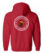 Canadiano just Coffee EH! Male Beaver Left Chest and Back Zip Hoodie - Unisex
