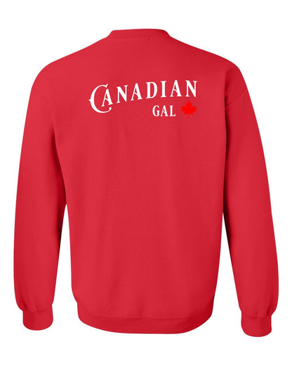 Canadian Gal Left Chest and Back Crewneck - Gildan Canada (sewn Internationally)
