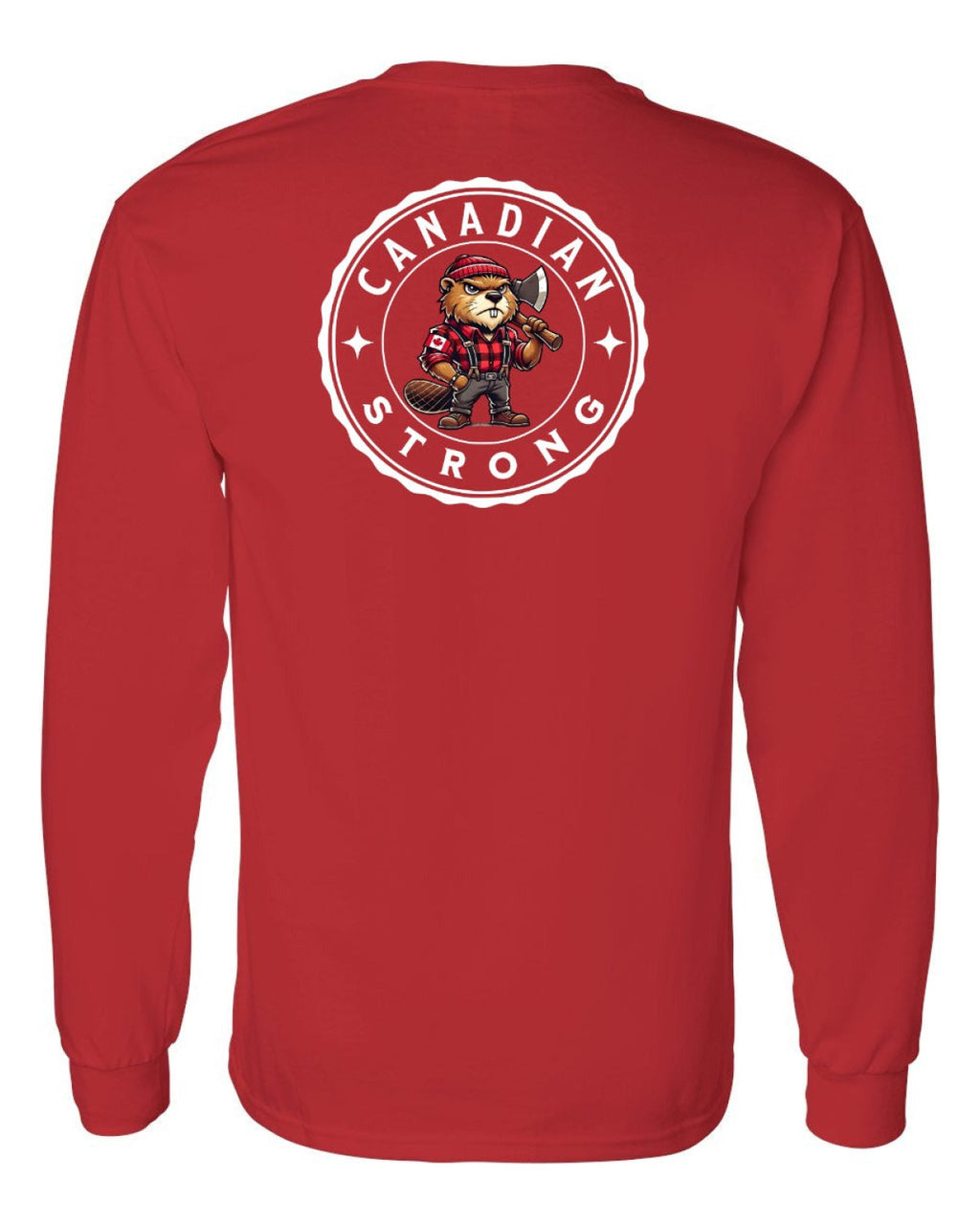 Canadian Strong Beaver Left Chest and Back Long Sleeve - Unisex