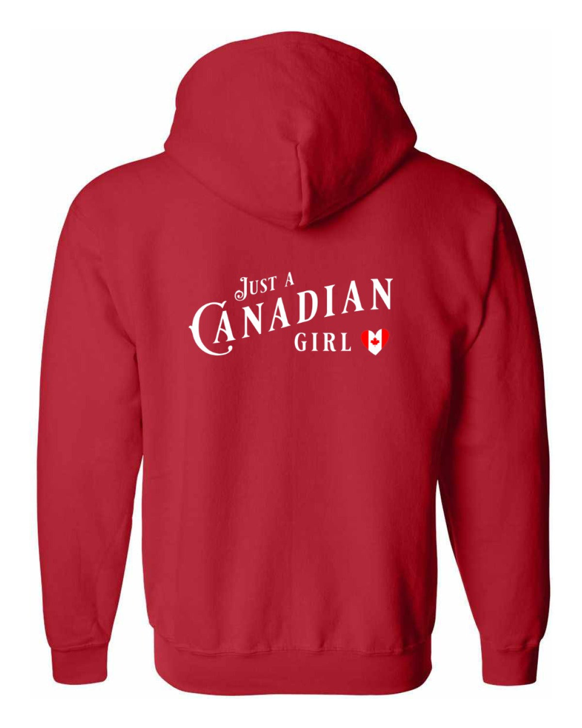 Just A Canadian Girl (Heart Flag) Left Chest and back Zip Hoodie - Unisex