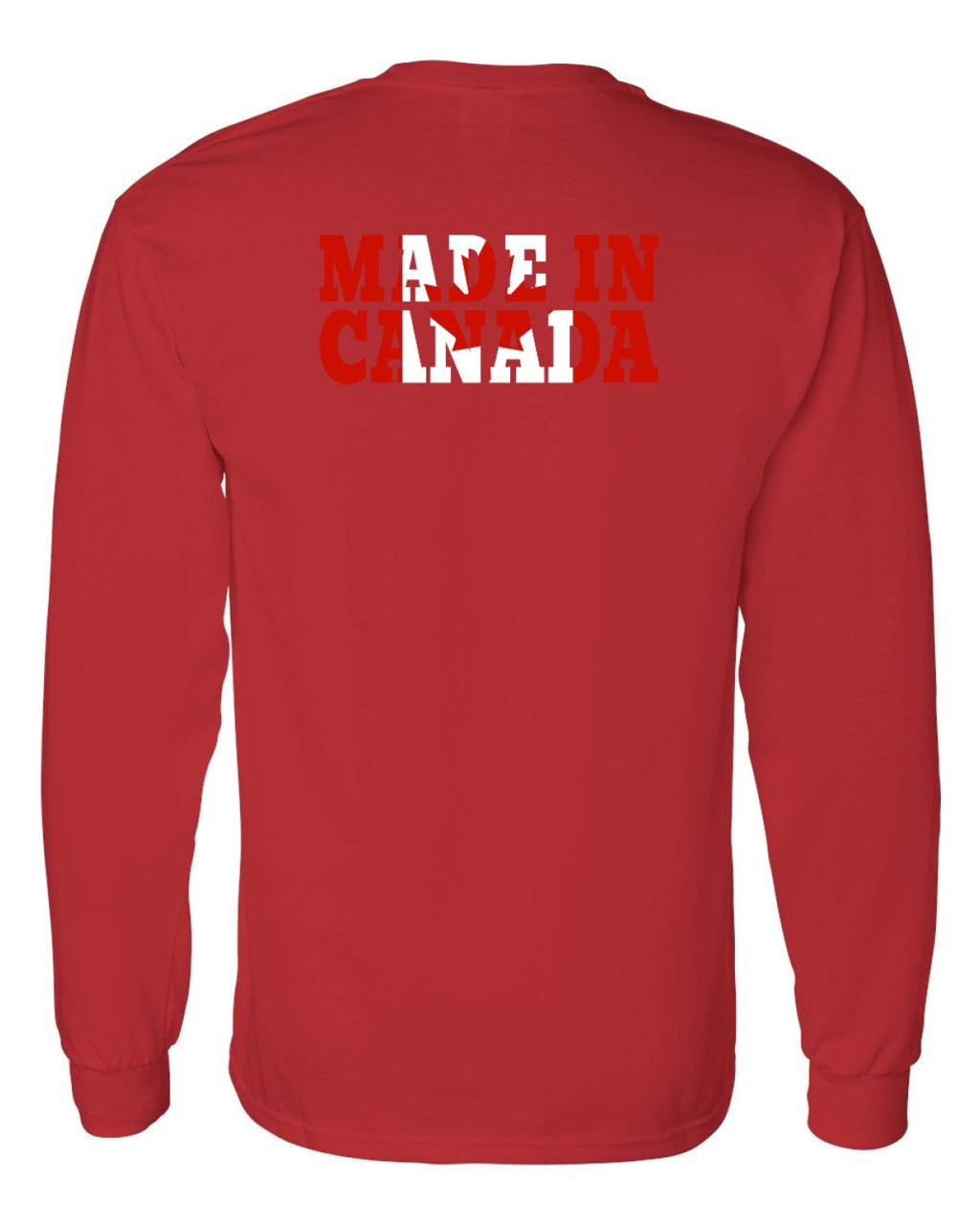 Made in Canada Flag Background Left Chest and Back Long Sleeve - Unisex