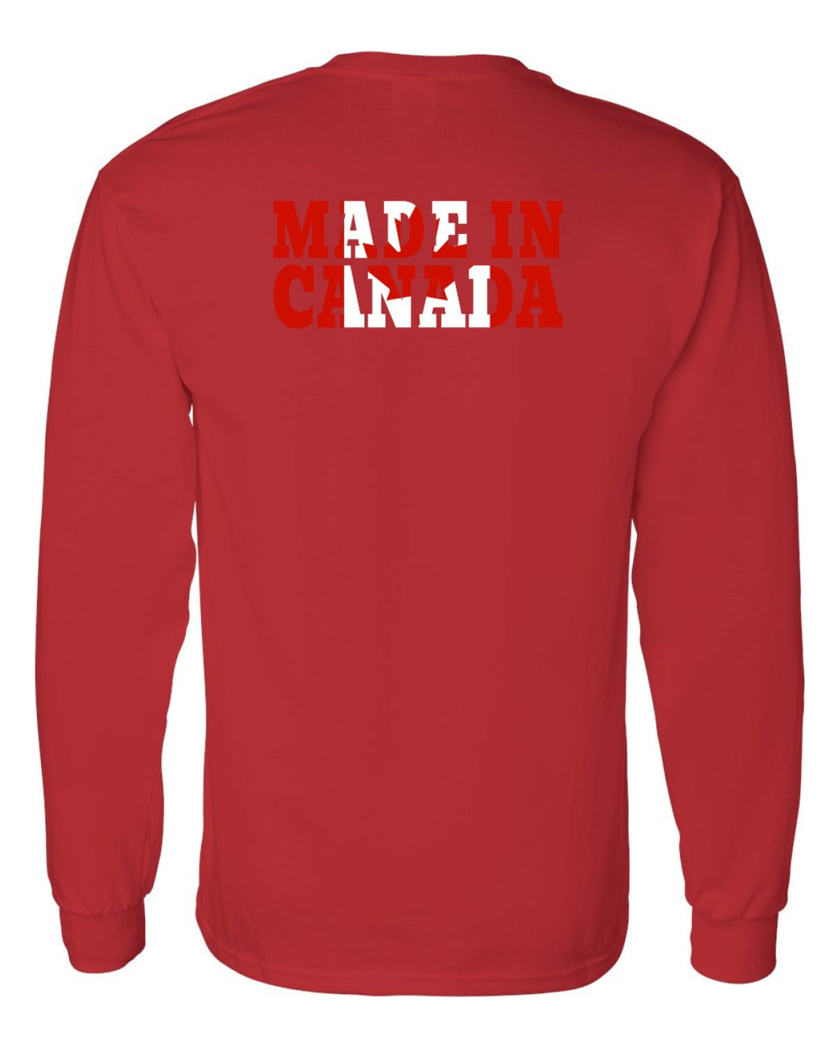 Made in Canada Flag Background Left Chest and Back Long Sleeve - Unisex
