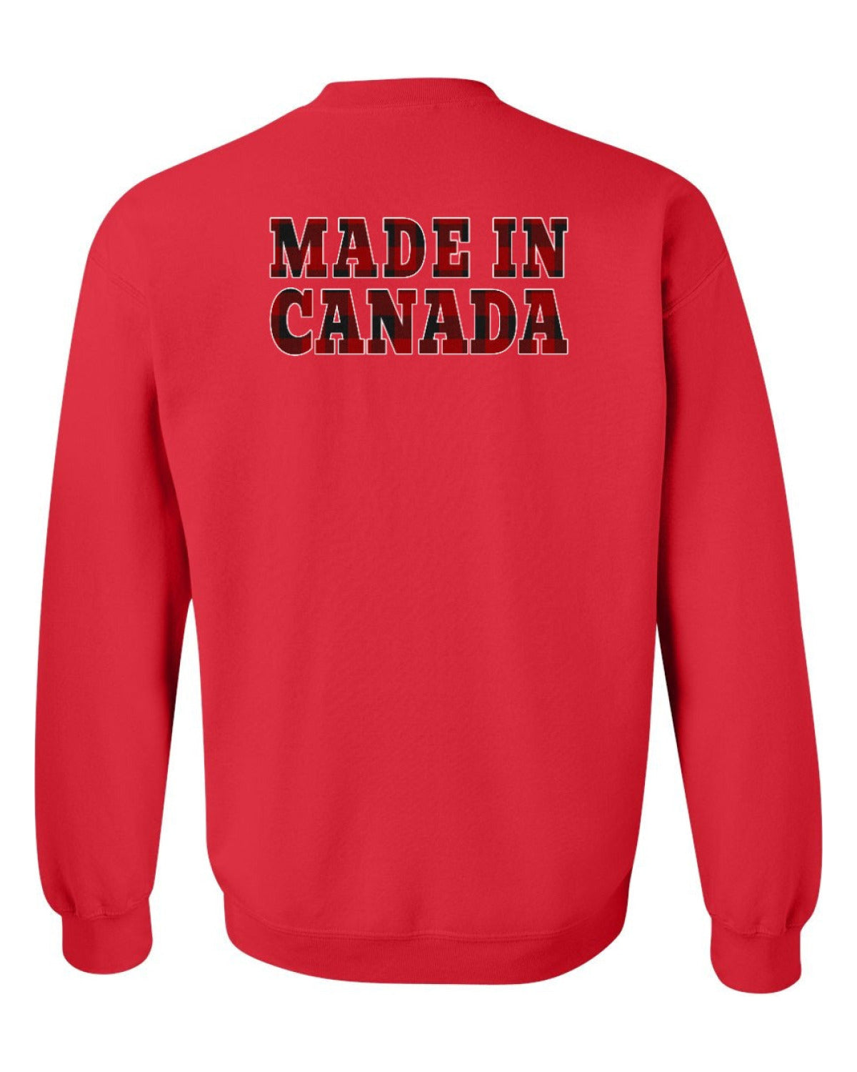 Made in Canada Plaid Background Left Chest and Back Crewneck - Unisex
