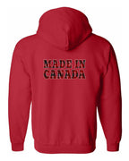 Made in Canada Plaid Background Left Chest and Back Zip Hoodie - Unisex
