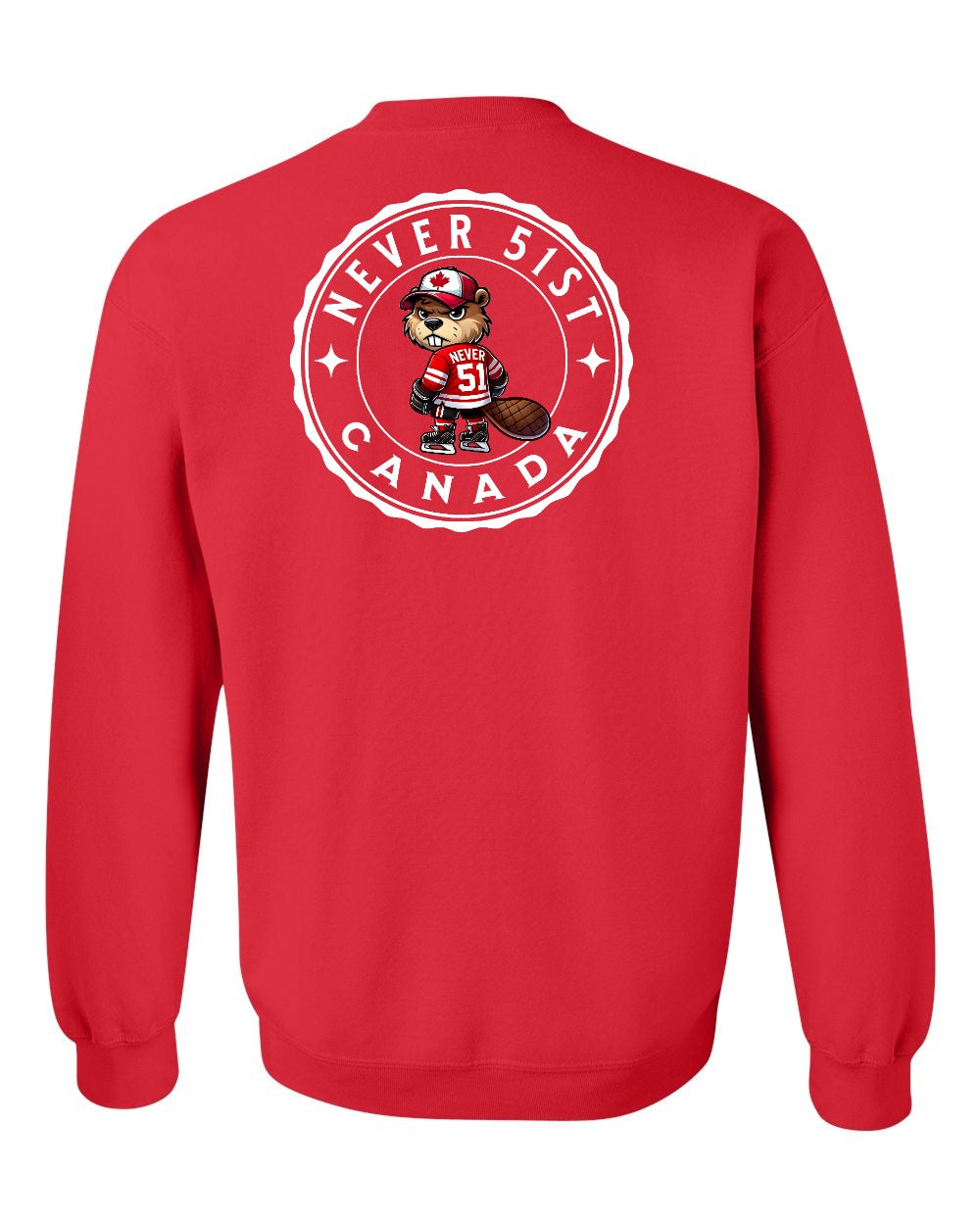Never 51st Beaver Left Chest and Back Crewneck - Gildan Canada (sewn Internationally)