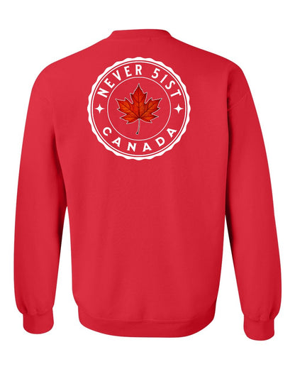 Never 51st Leaf Left Chest and Back Crewneck - Gildan Canada (sewn Internationally)