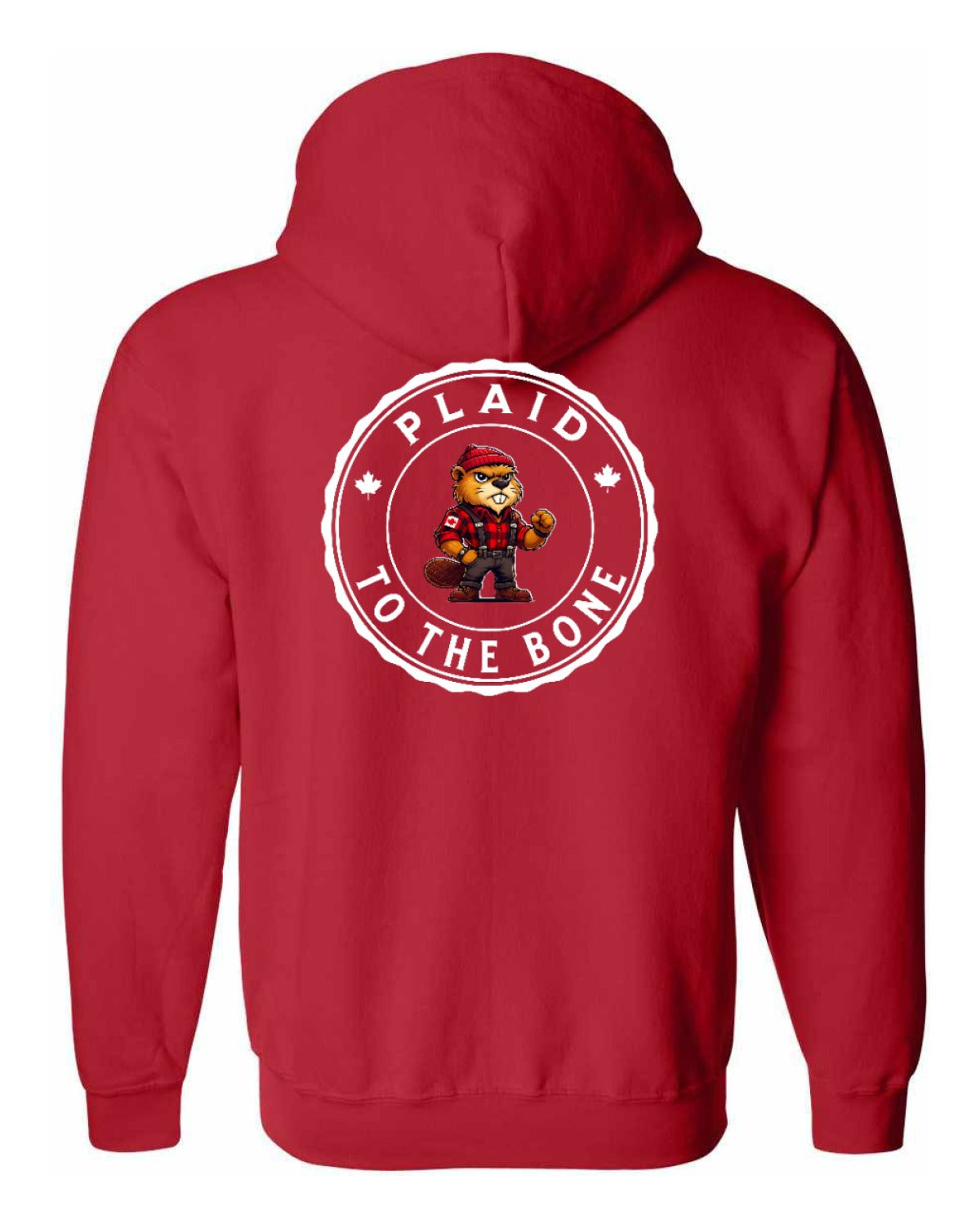 Plaid to the Bone Beaver Left Chest and Back Zip Hoodie - Unisex