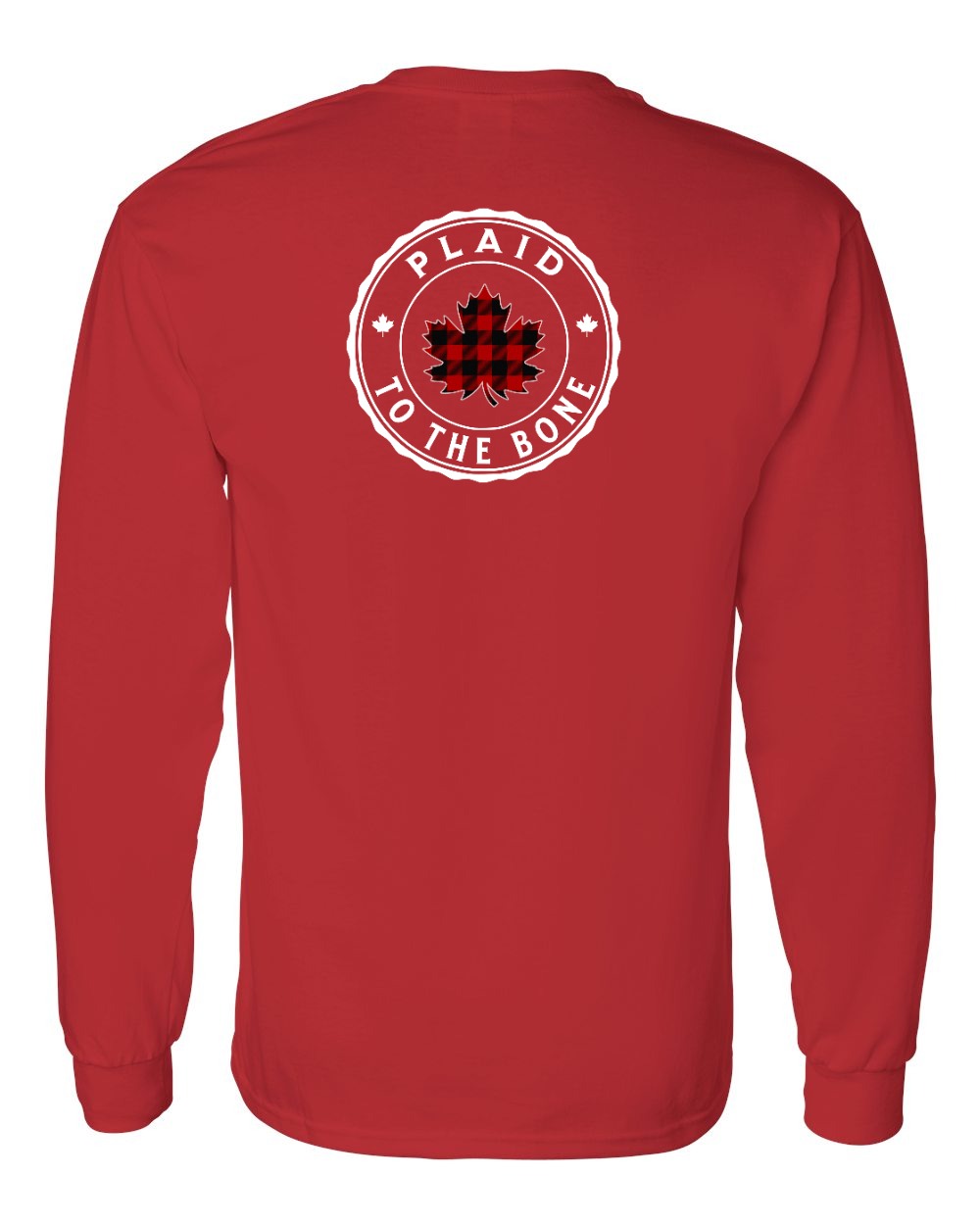 Plaid to the Bone Circle Leaf Left Chest and Back Long Sleeve - Gildan Canada (sewn Internationally)