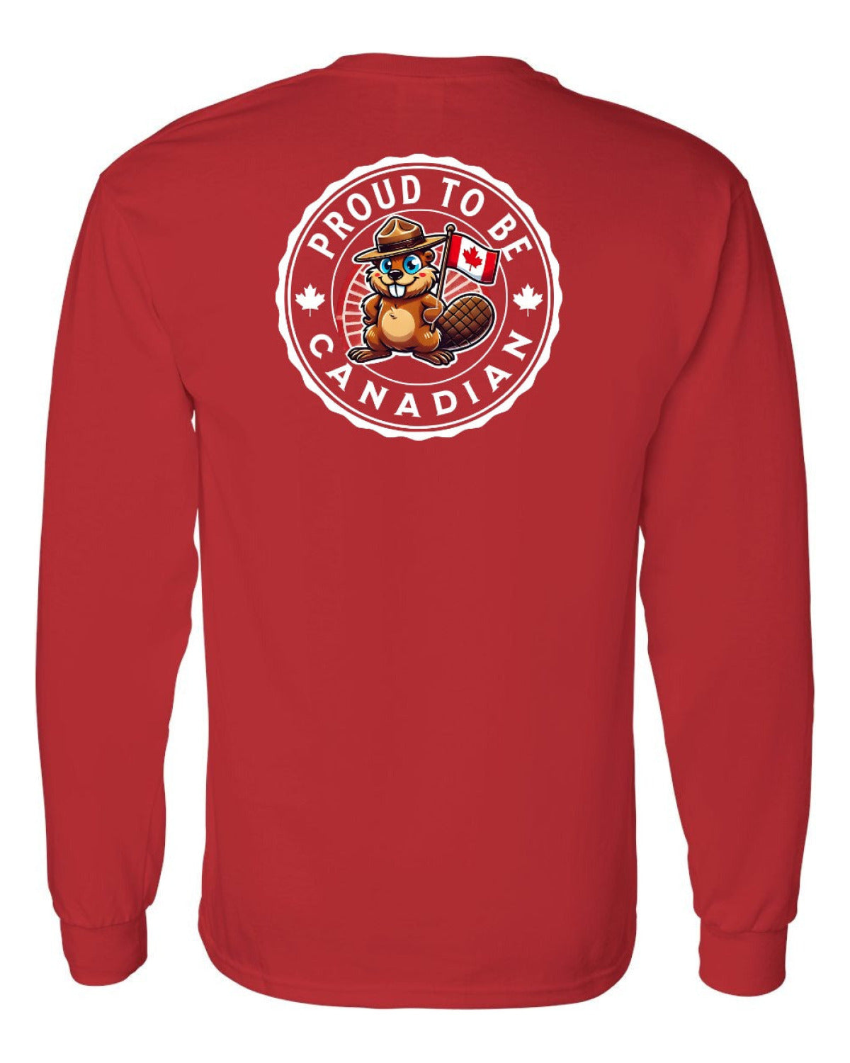 Proud to be Canadian Beaver Left Chest and Back Long Sleeve - Unisex