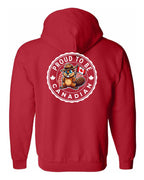 Proud to be Canadian Beaver Left Chest and Back Zip Hoodie - Unisex