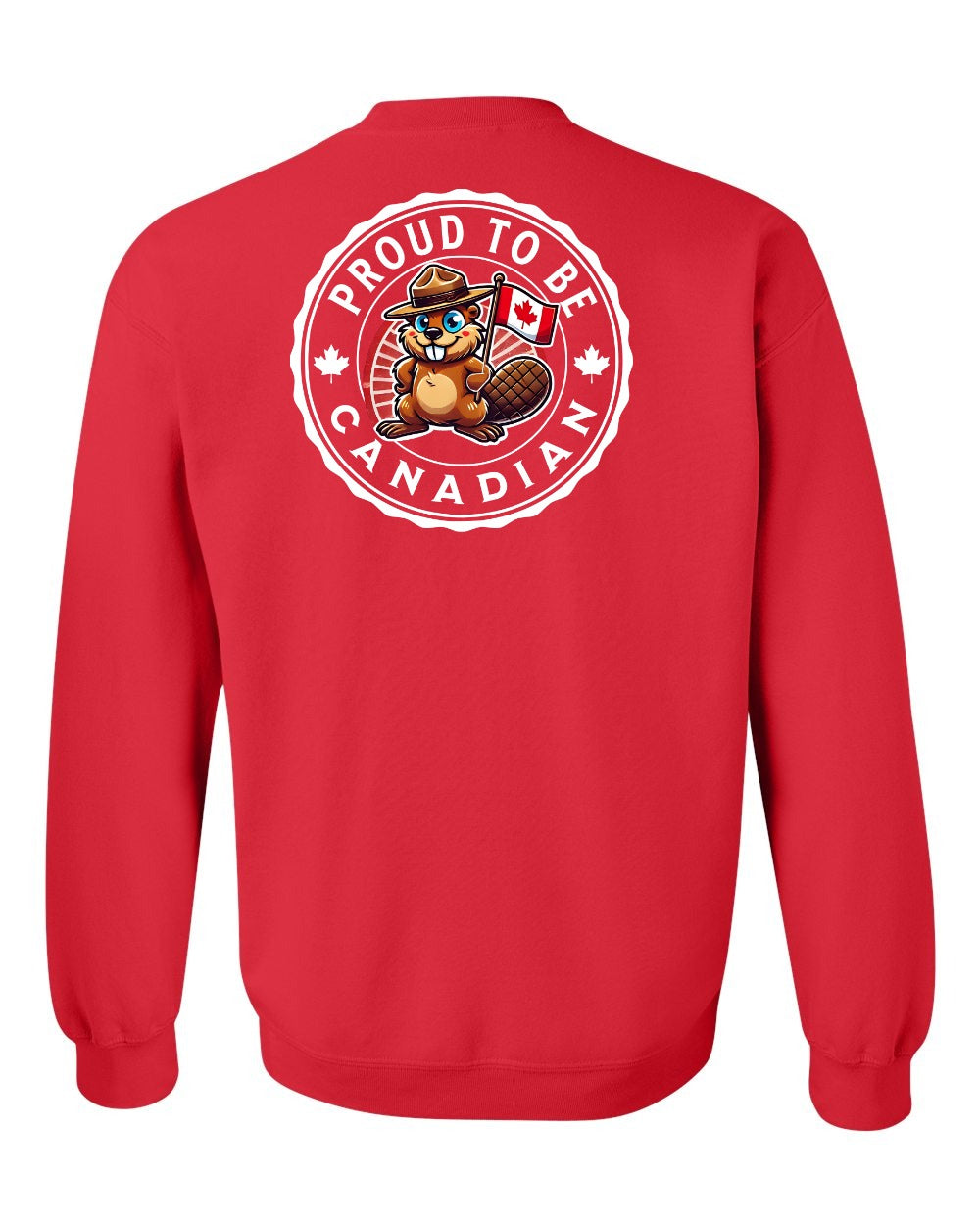 Proud to be Canadian Beaver Left Chest and Back Crewneck - Gildan Canada (sewn Internationally)