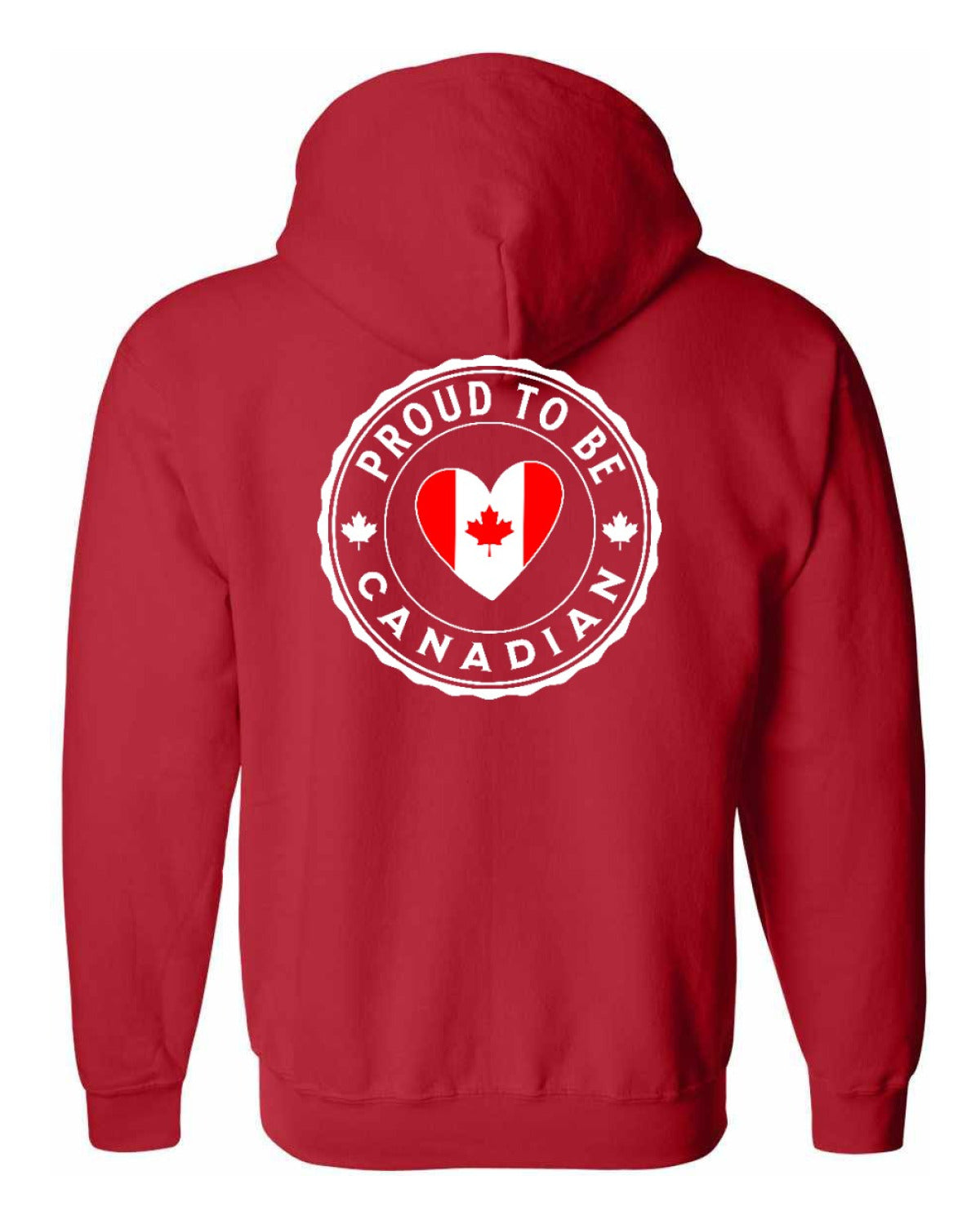 Proud to be Canadian Heart Flag Left Chest and Back Zip Hoodie - Unisex