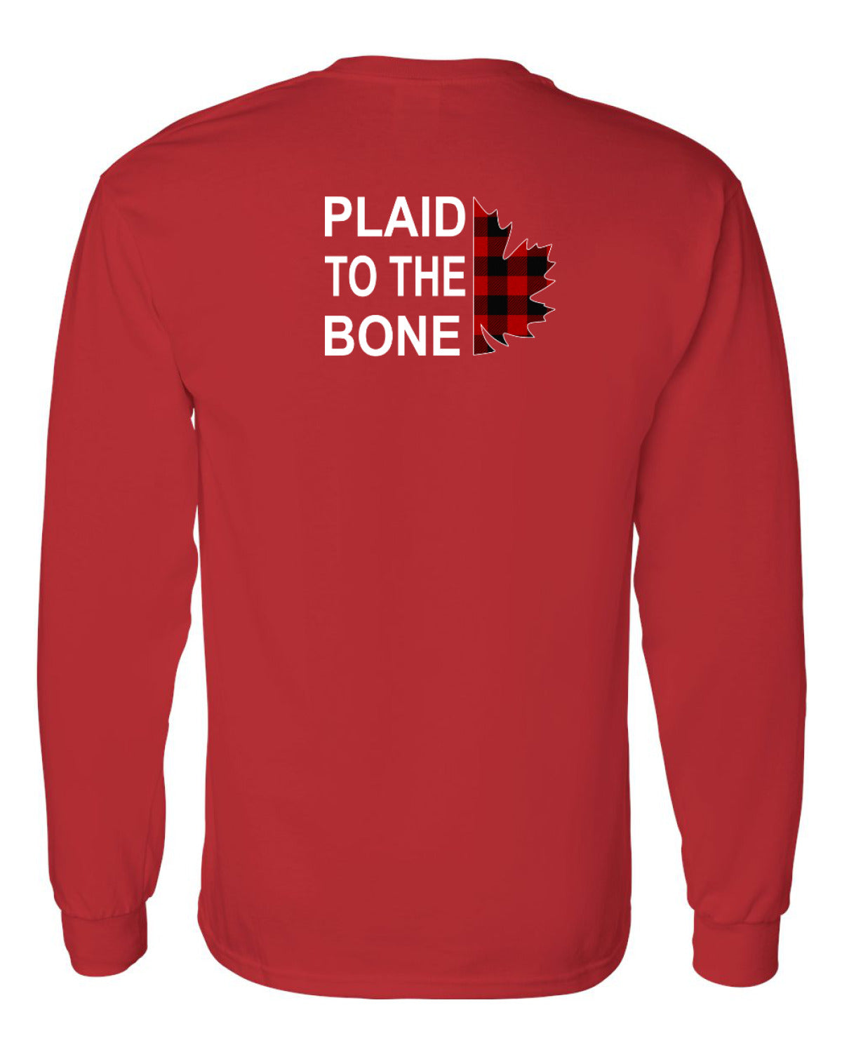 Plaid to the Bone Stacked Leaf Left Chest and Back Long Sleeve - Unisex
