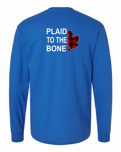 Plaid to the Bone Stacked Leaf Left Chest and Back Long Sleeve