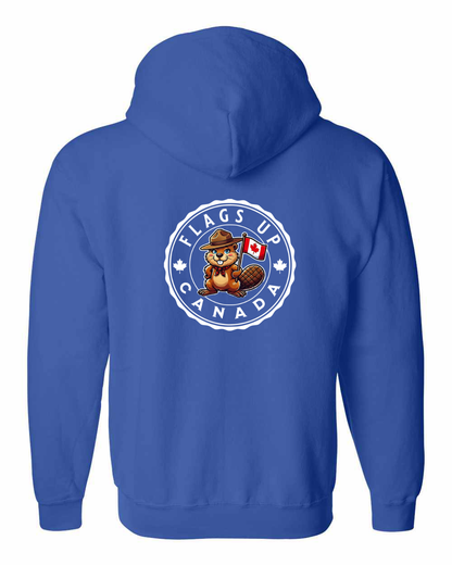 Flags Up Female Beaver Left Chest And Back Zip Hoodie