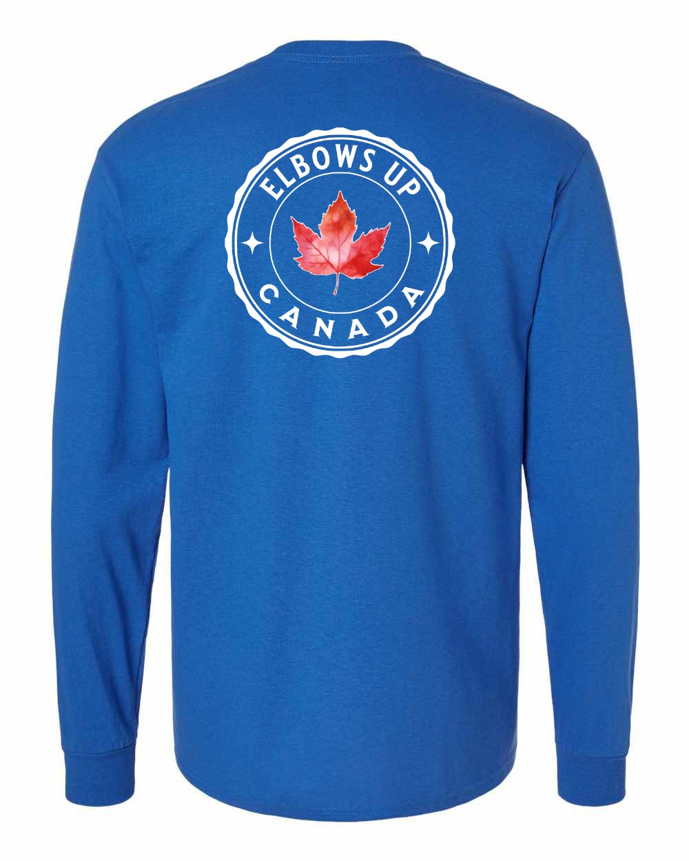 Elbows up Leaf Left Chest and Back Long Sleeve - Gildan Canada (sewn Internationally)