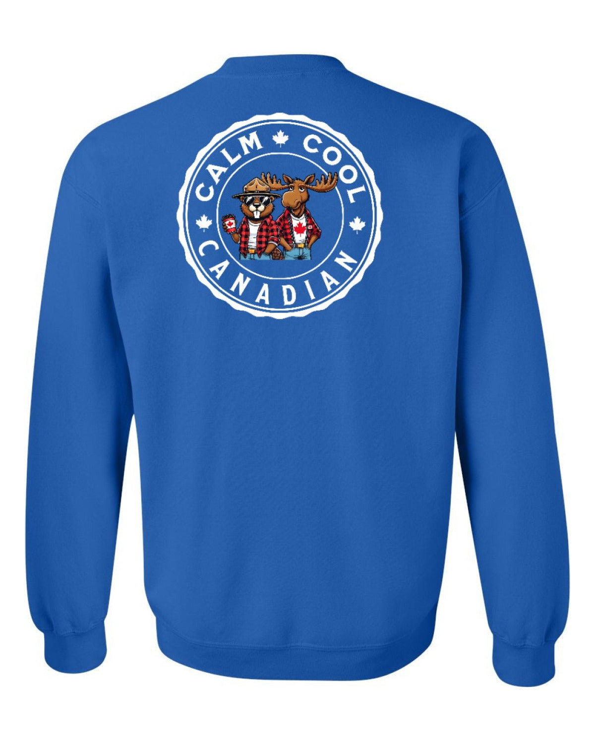 Calm Cool Moose and Beaver Left Chest and Back Crewneck - Unisex
