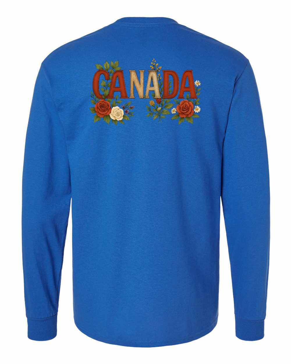 Canada Flowers Left Chest and Back Long Sleeve - Gildan Canada (sewn Internationally)