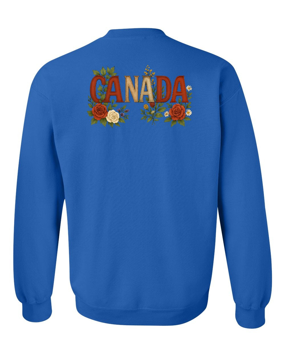 Canada Flowers Left Chest and Back Crewneck - Gildan Canada (sewn Internationally)