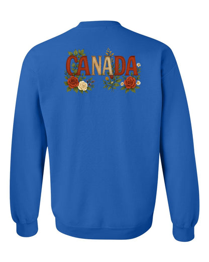Canada Flowers Left Chest and Back Crewneck - Gildan Canada (sewn Internationally)