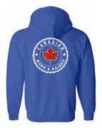 Canadian Born & Rasied Left Chest and Back Zip Hoodie - Unisex