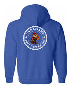 Canadiano just Coffee EH! Male Beaver Left Chest and Back Zip Hoodie - Unisex