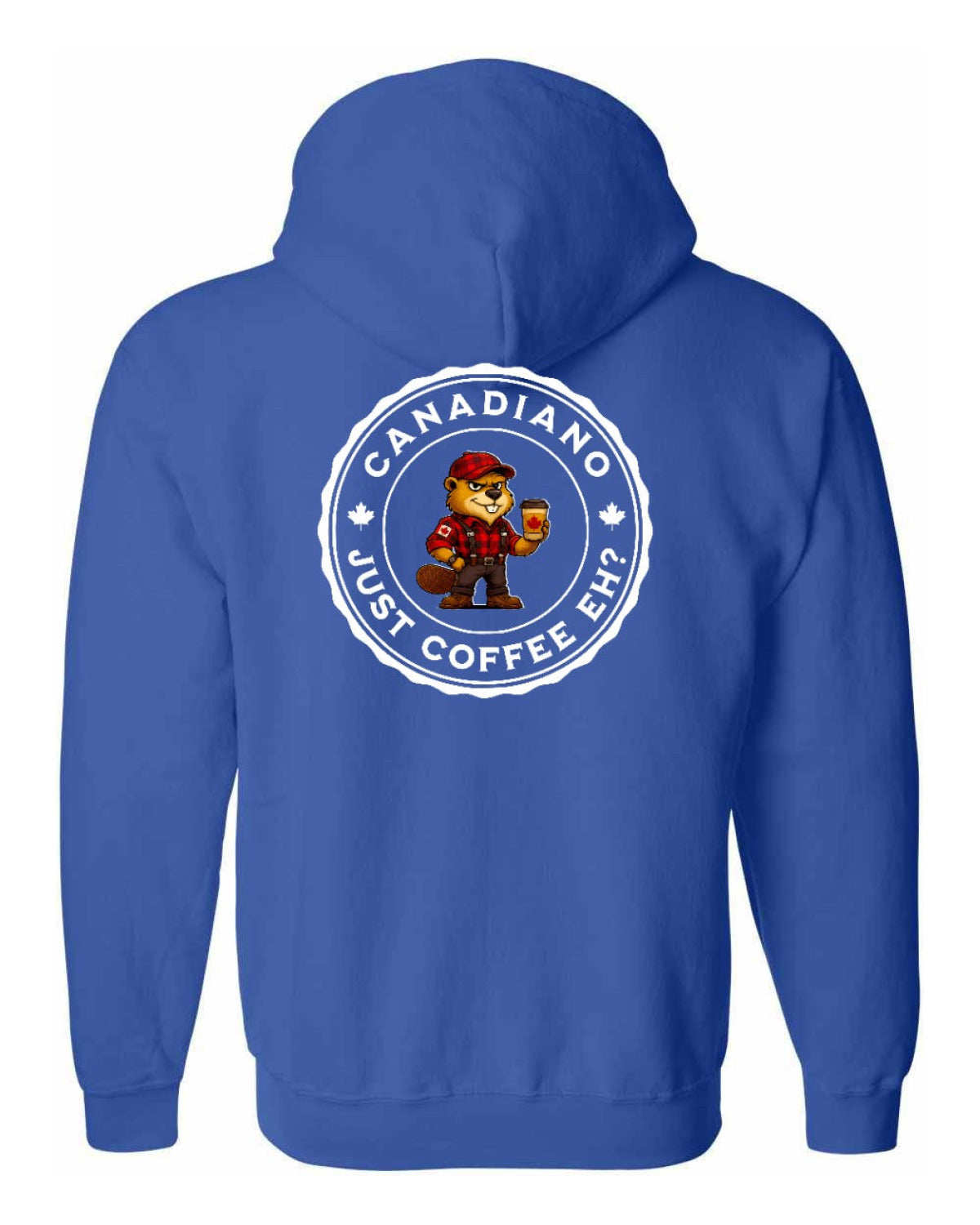 Canadiano just Coffee EH! Male Beaver Left Chest and Back Zip Hoodie - Unisex