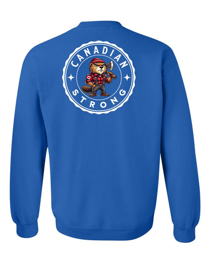 Canadian Strong Beaver Left Chest and Back Crewneck - Gildan Canada (sewn Internationally)