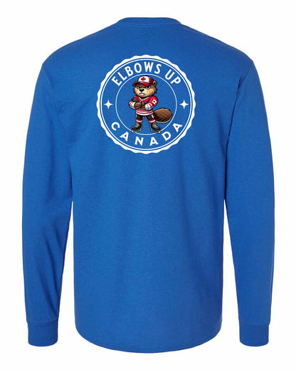 Elbows up Beaver Left Chest and Back Long Sleeve - Gildan Canada (sewn Internationally)