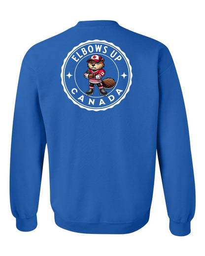 Elbows up Beaver Left Chest and Back Crewneck - Gildan Canada (sewn Internationally)