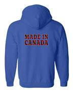 Made in Canada Plaid Background Left Chest and Back Zip Hoodie - Unisex