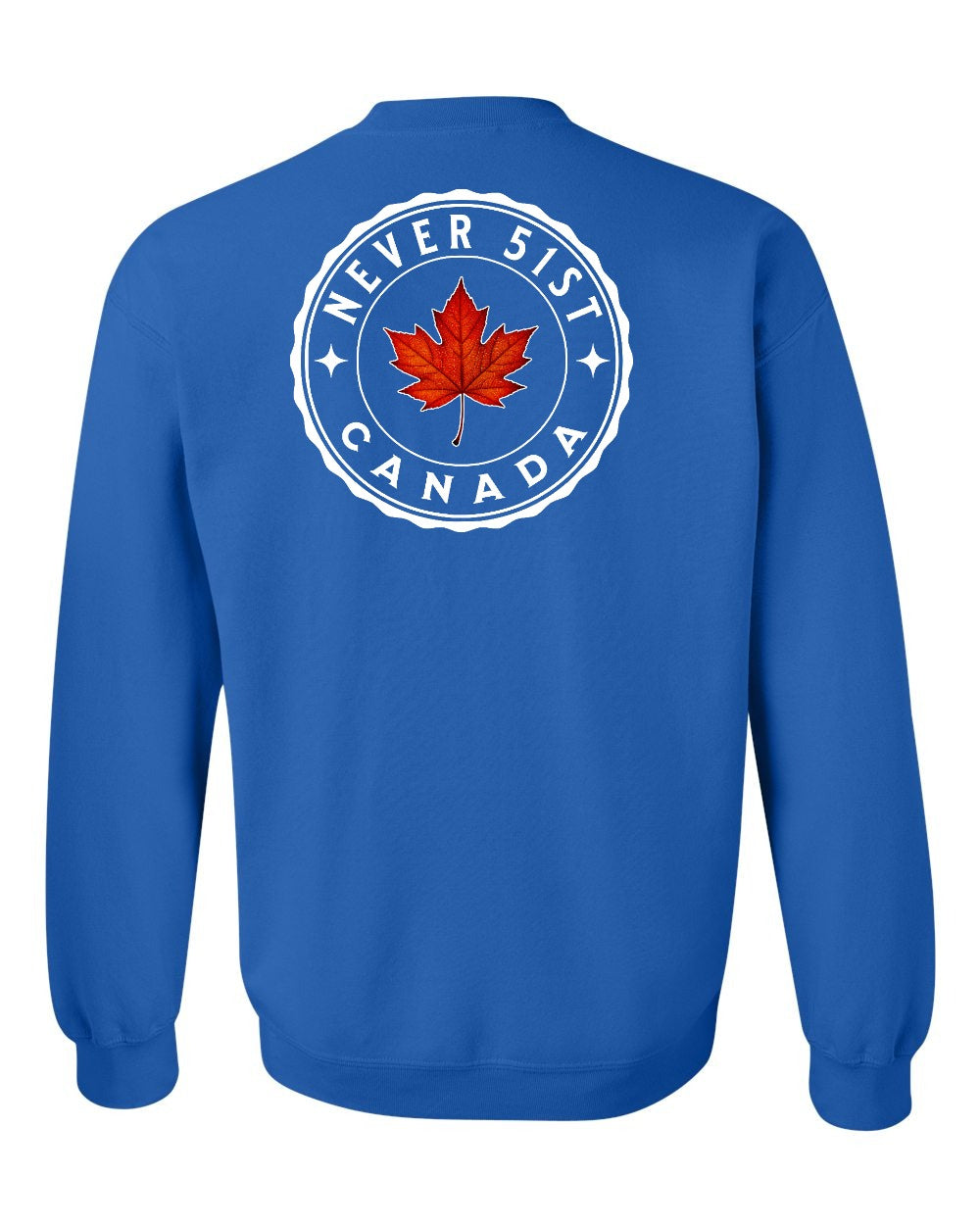 Never 51st Leaf Left Chest and Back Crewneck - Gildan Canada (sewn Internationally)