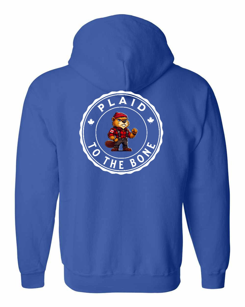 Plaid to the Bone Beaver Left Chest and Back Zip Hoodie - Gildan Canada (sewn Internationally)