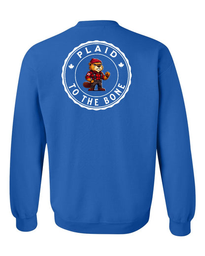 Plaid to the Bone Beaver Left Chest and Back Crewneck - Gildan Canada (sewn Internationally)