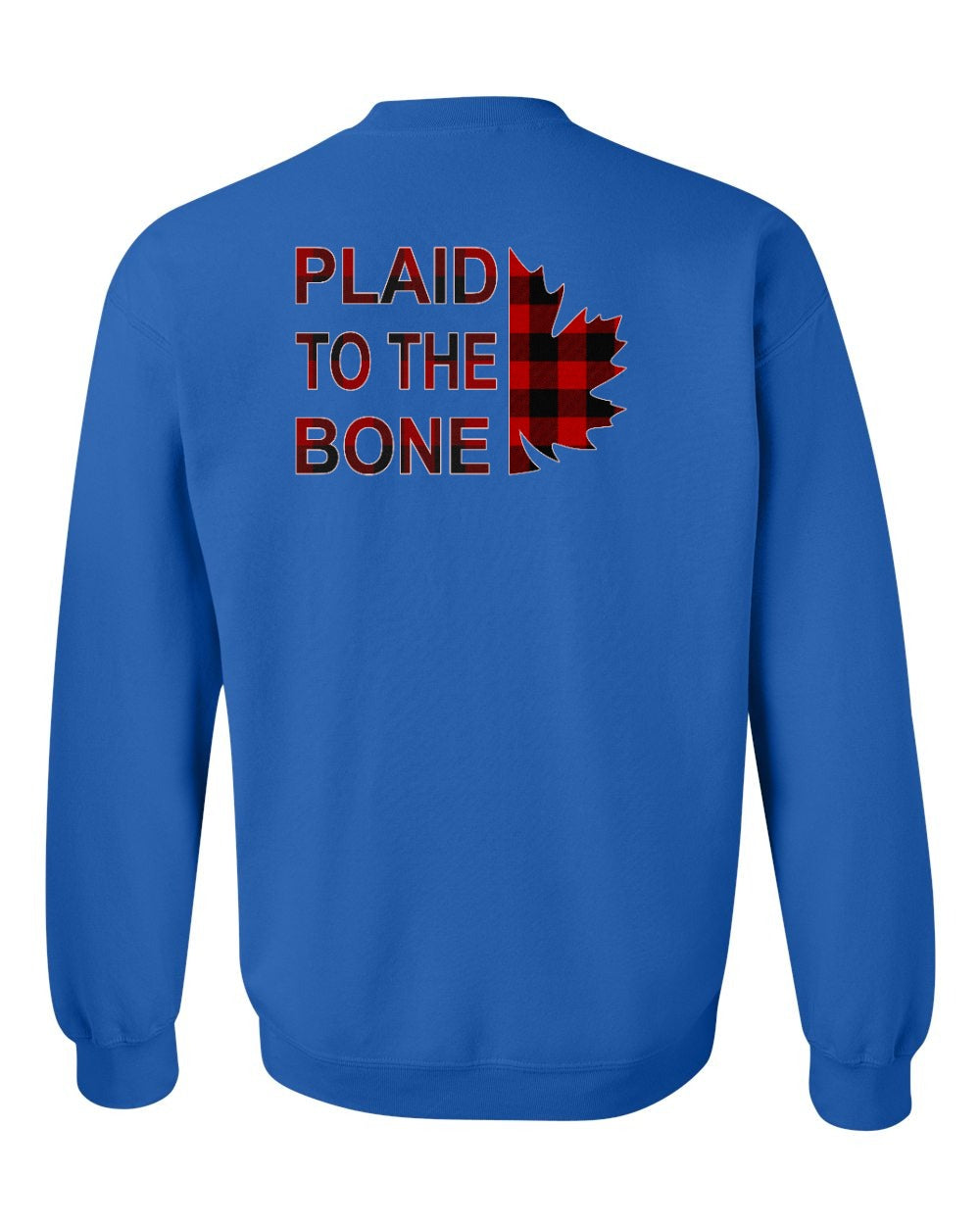 Plaid to the Bone Stacked Leaf Left Chest and Back Crewneck - Gildan Canada (sewn Internationally)