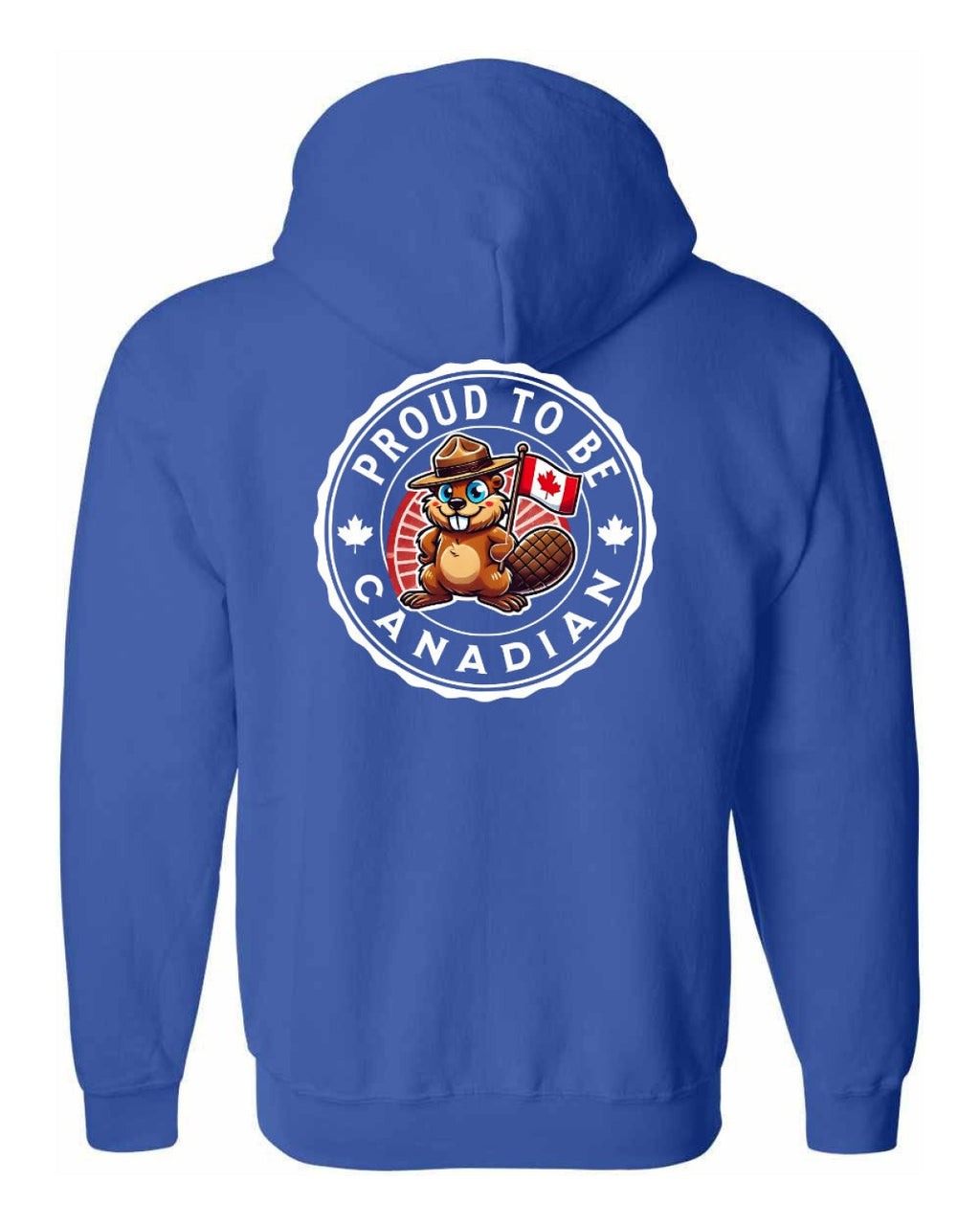 Proud to be Canadian Beaver Left Chest and Back Zip Hoodie - Unisex