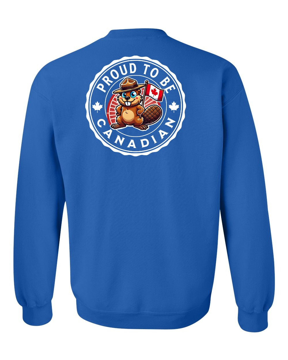 Proud to be Canadian Beaver Left Chest and Back Crewneck - Gildan Canada (sewn Internationally)