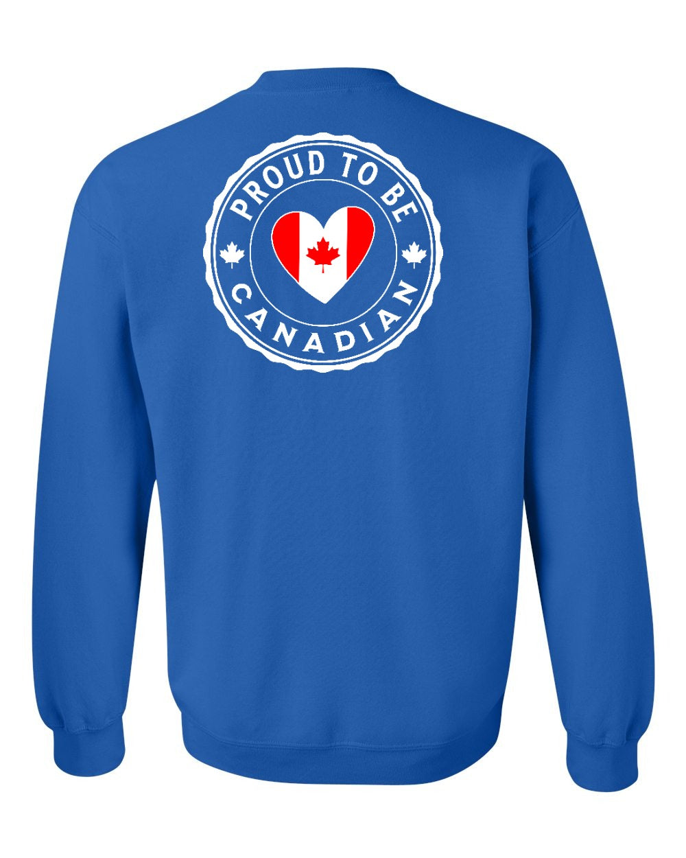 Proud to be Canadian Heart Flag Left Chest and Back Crewneck - Gildan Canada (sewn Internationally)