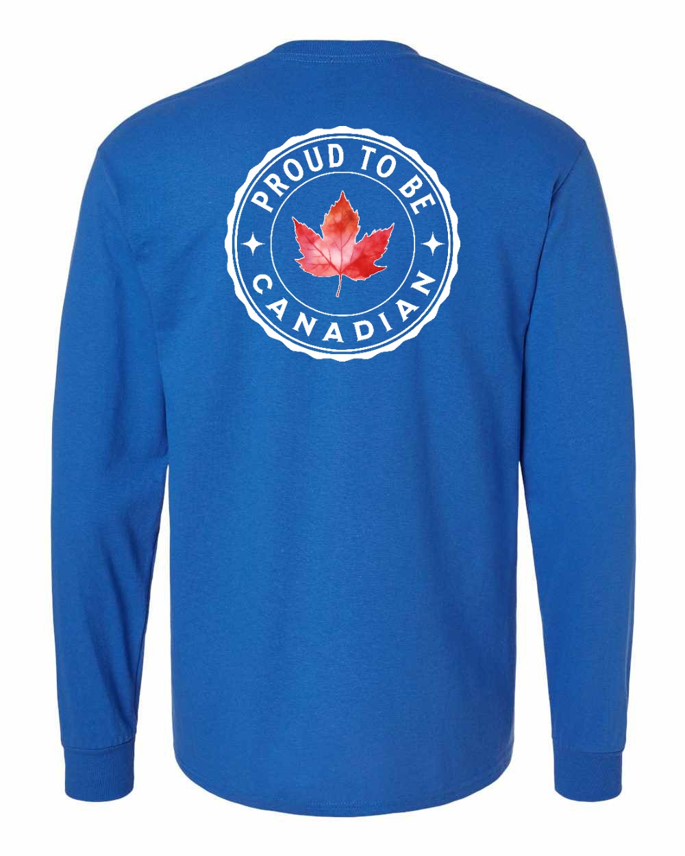 Proud to be Canadian Leaf Left Chest and Back Long Sleeve - Gildan Canada (sewn Internationally)