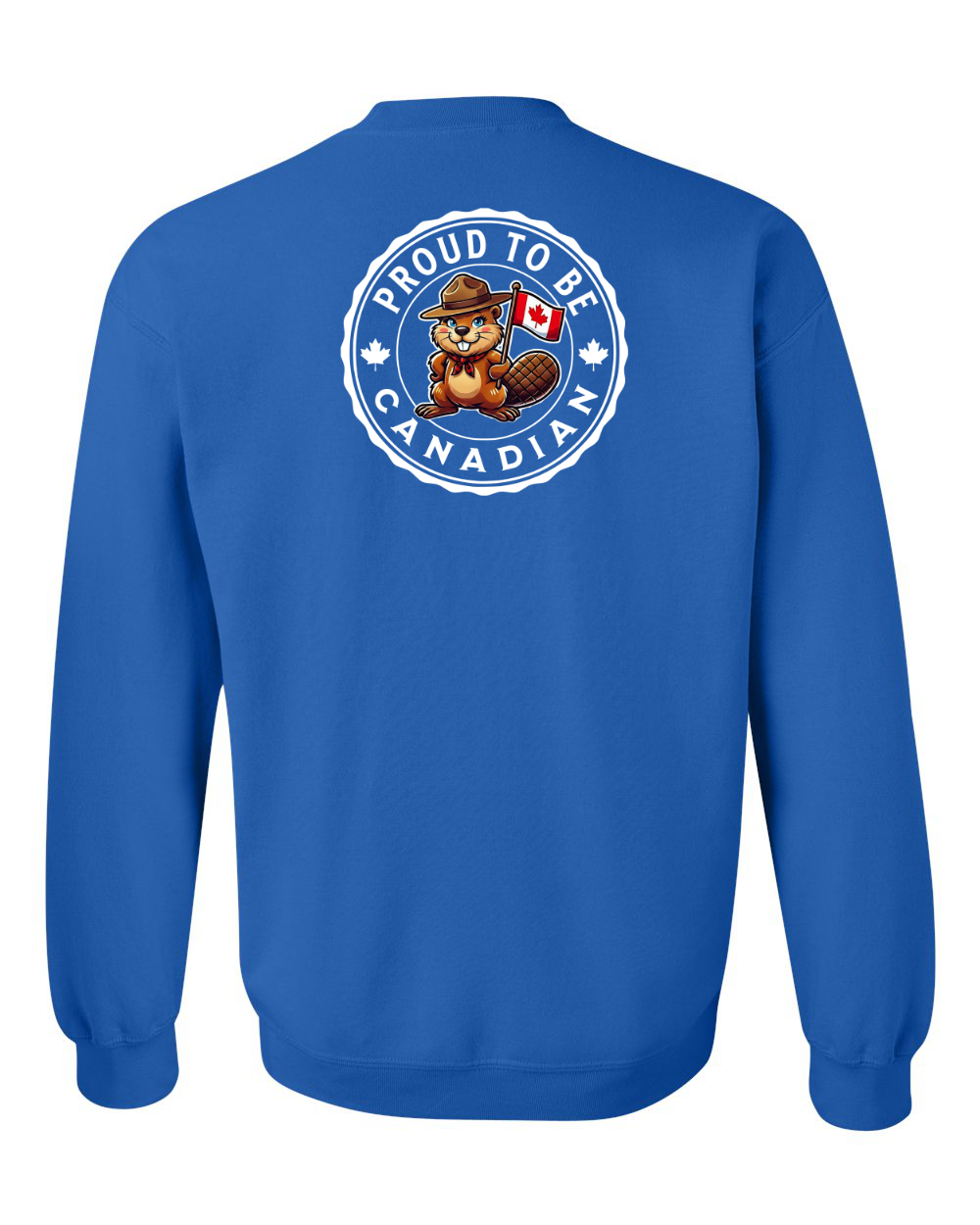 Proud to be Canadian Female Beaver Left Chest And Back Crewneck