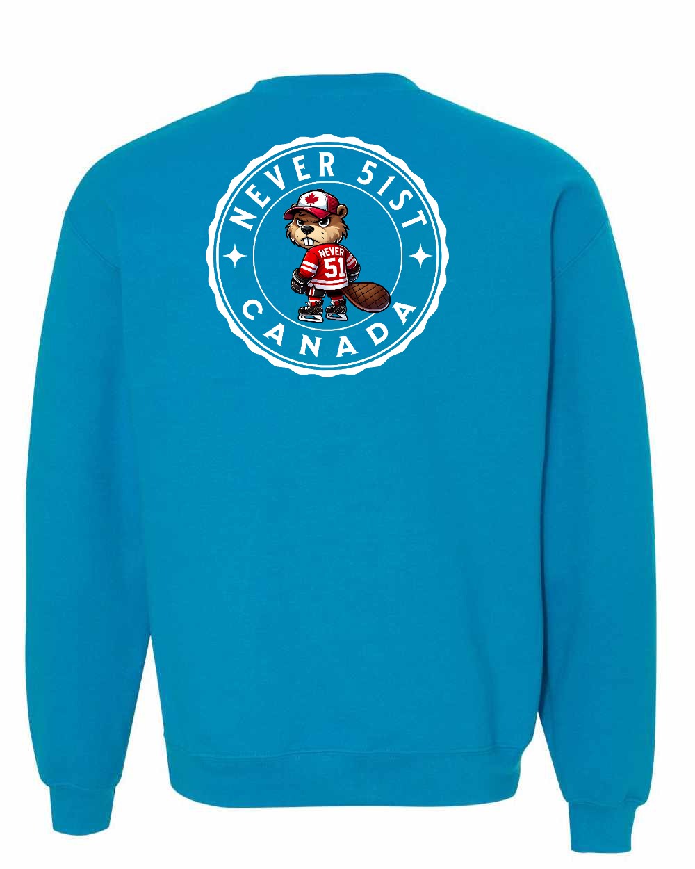 Never 51st Beaver Left Chest and Back Crewneck - Gildan Canada (sewn Internationally)