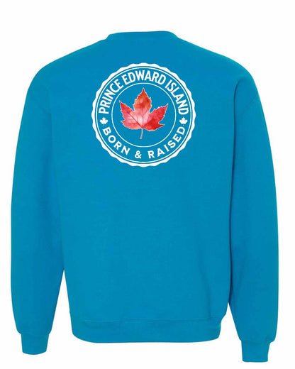 Born and Raised Prince Edward Island Left Chest and Back Crewneck - Gildan Canada (sewn Internationally)