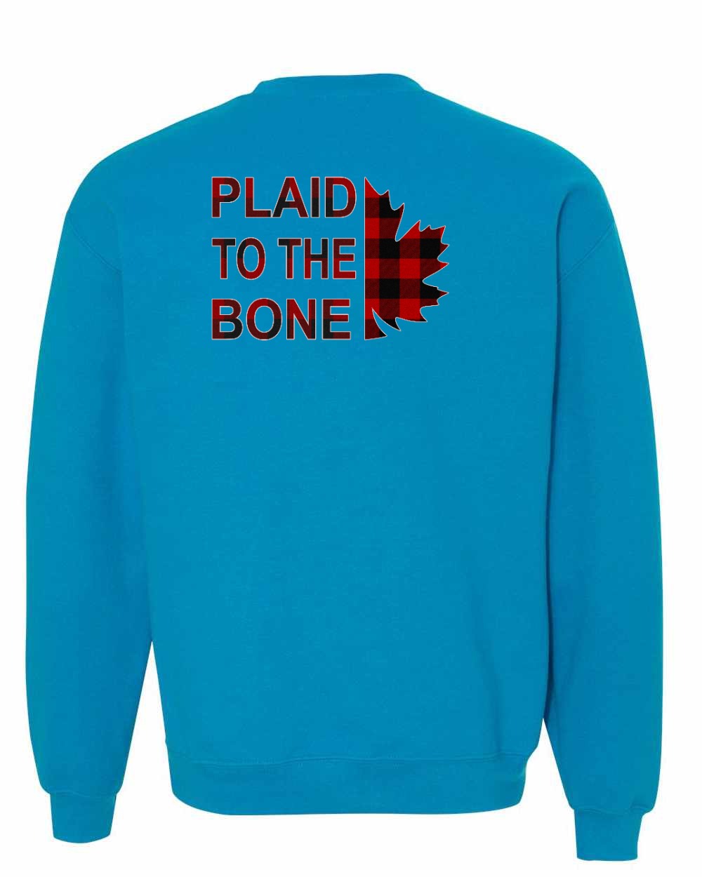 Plaid to the Bone Stacked Leaf Left Chest and Back Crewneck - Gildan Canada (sewn Internationally)